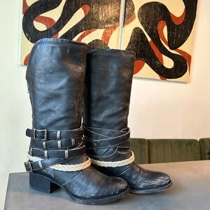 Black Leather Women's Boots